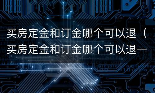 买房定金和订金哪个可以退（买房定金和订金哪个可以退一点）