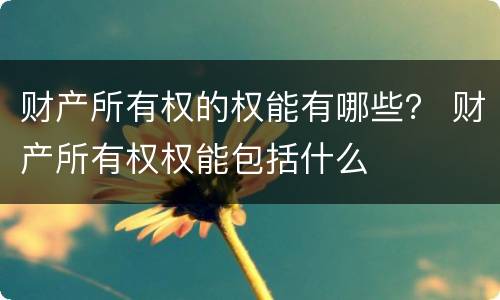 财产所有权的权能有哪些？ 财产所有权权能包括什么