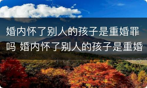 婚内怀了别人的孩子是重婚罪吗 婚内怀了别人的孩子是重婚罪吗判几年