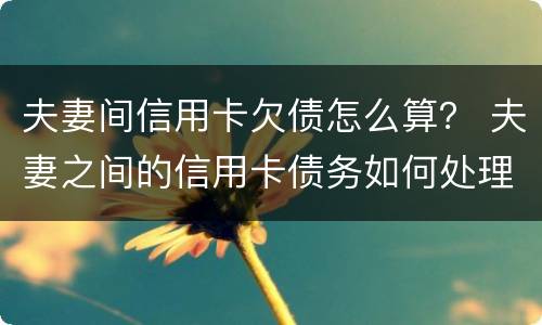 夫妻间信用卡欠债怎么算？ 夫妻之间的信用卡债务如何处理