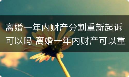 离婚一年内财产分割重新起诉可以吗 离婚一年内财产可以重新分配吗?