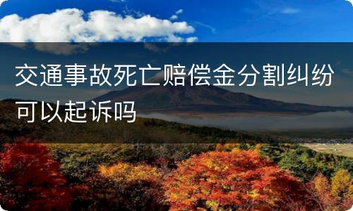 交通事故死亡赔偿金分割纠纷可以起诉吗