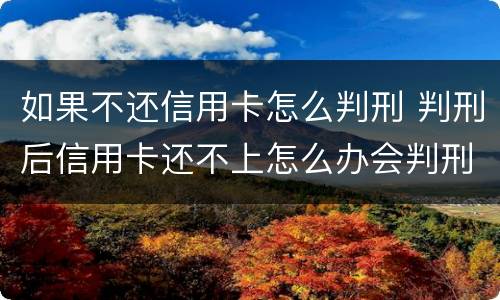 如果不还信用卡怎么判刑 判刑后信用卡还不上怎么办会判刑吗