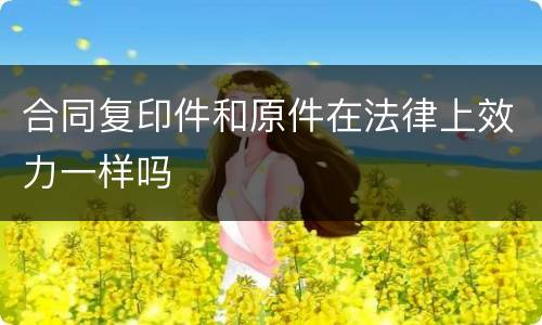 合同复印件和原件在法律上效力一样吗