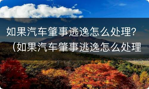 如果汽车肇事逃逸怎么处理？（如果汽车肇事逃逸怎么处理好）