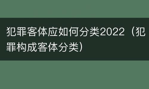 犯罪客体应如何分类2022（犯罪构成客体分类）