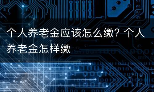 个人养老金应该怎么缴? 个人养老金怎样缴