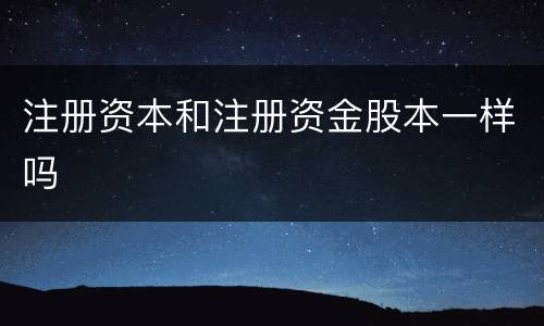 注册资本和注册资金股本一样吗