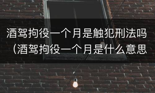 酒驾拘役一个月是触犯刑法吗（酒驾拘役一个月是什么意思）