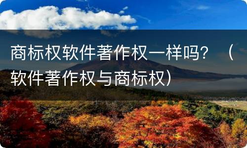 商标权软件著作权一样吗？（软件著作权与商标权）