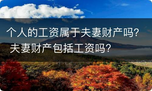 个人的工资属于夫妻财产吗？ 夫妻财产包括工资吗?