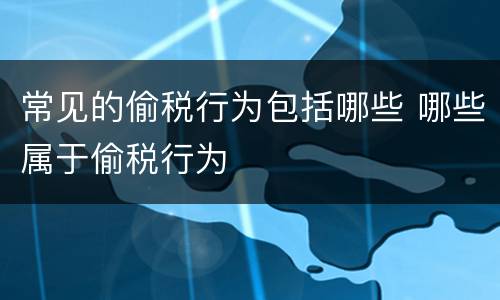 常见的偷税行为包括哪些 哪些属于偷税行为