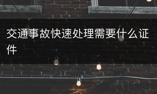 交通事故快速处理需要什么证件
