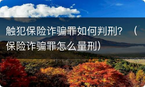 触犯保险诈骗罪如何判刑？（保险诈骗罪怎么量刑）