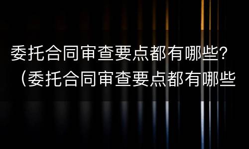 委托合同审查要点都有哪些？（委托合同审查要点都有哪些方面）