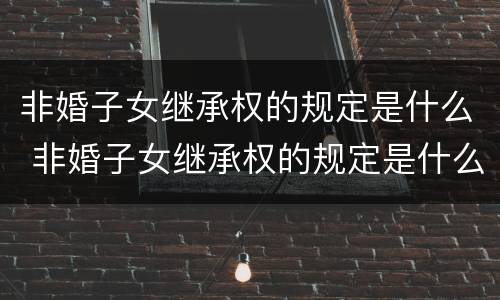 非婚子女继承权的规定是什么 非婚子女继承权的规定是什么呢