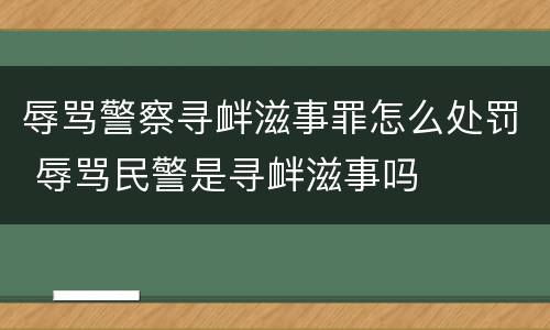 辱骂警察寻衅滋事罪怎么处罚 辱骂民警是寻衅滋事吗