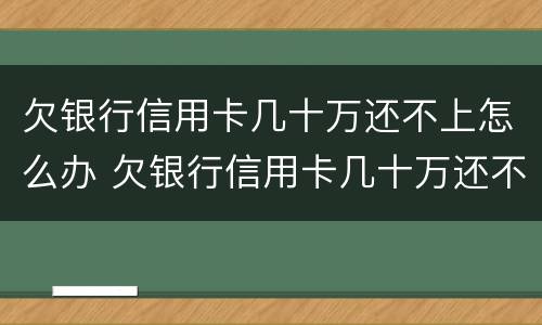 欠银行信用卡几十万还不上怎么办 欠银行信用卡几十万还不上怎么办呢