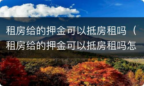 租房给的押金可以抵房租吗（租房给的押金可以抵房租吗怎么算）