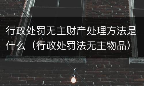 行政处罚无主财产处理方法是什么（行政处罚法无主物品）