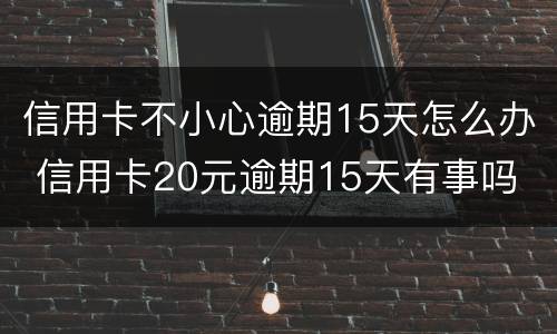 信用卡不小心逾期15天怎么办 信用卡20元逾期15天有事吗