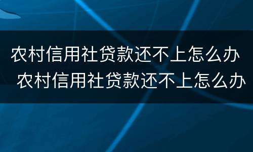 农村信用社贷款还不上怎么办 农村信用社贷款还不上怎么办担保人