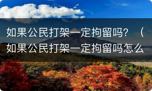 如果公民打架一定拘留吗？（如果公民打架一定拘留吗怎么处理）