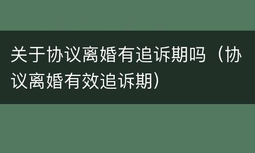关于协议离婚有追诉期吗（协议离婚有效追诉期）