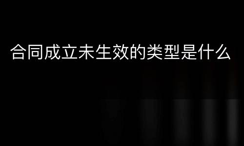 合同成立未生效的类型是什么