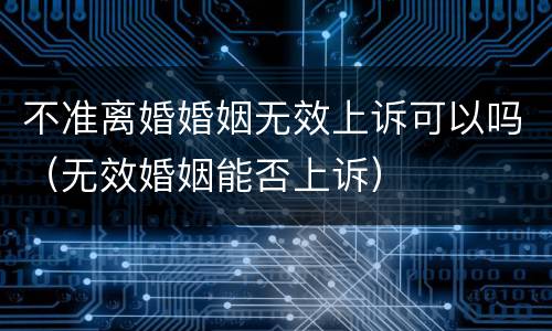 不准离婚婚姻无效上诉可以吗（无效婚姻能否上诉）