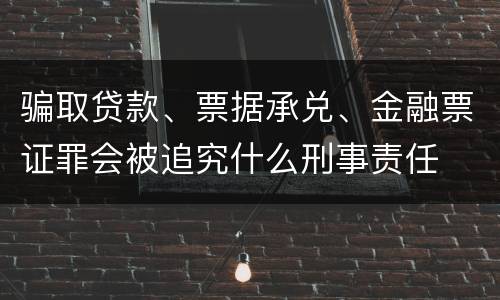 骗取贷款、票据承兑、金融票证罪会被追究什么刑事责任