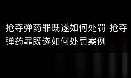 抢夺弹药罪既遂如何处罚 抢夺弹药罪既遂如何处罚案例