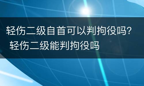 轻伤二级自首可以判拘役吗？ 轻伤二级能判拘役吗