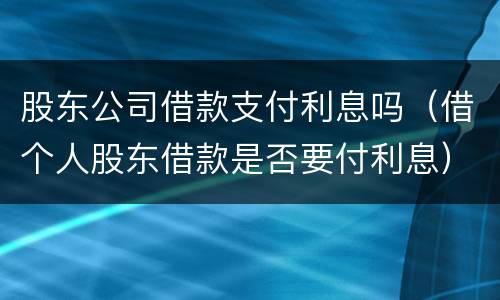 股东公司借款支付利息吗（借个人股东借款是否要付利息）
