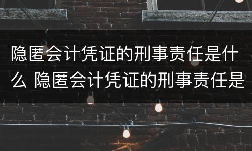 隐匿会计凭证的刑事责任是什么 隐匿会计凭证的刑事责任是什么罪