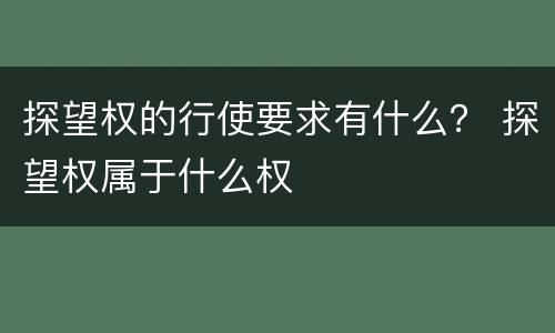 探望权的行使要求有什么？ 探望权属于什么权