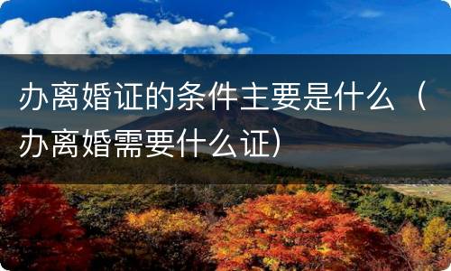 办离婚证的条件主要是什么（办离婚需要什么证）