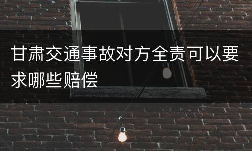 甘肃交通事故对方全责可以要求哪些赔偿
