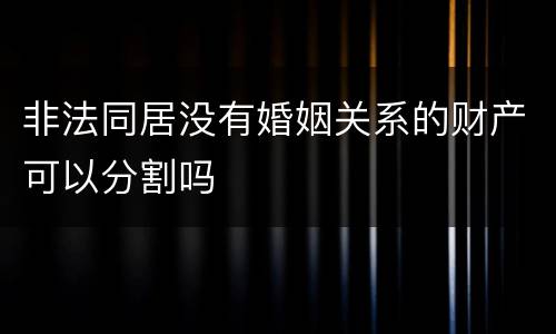 非法同居没有婚姻关系的财产可以分割吗