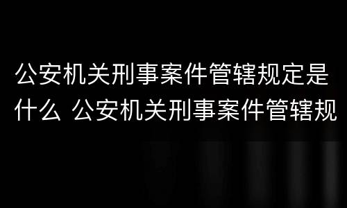 公安机关刑事案件管辖规定是什么 公安机关刑事案件管辖规定是什么意思