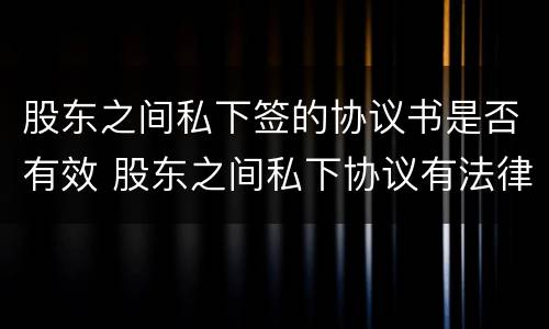 股东之间私下签的协议书是否有效 股东之间私下协议有法律效益吗