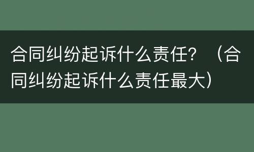 合同纠纷起诉什么责任？（合同纠纷起诉什么责任最大）