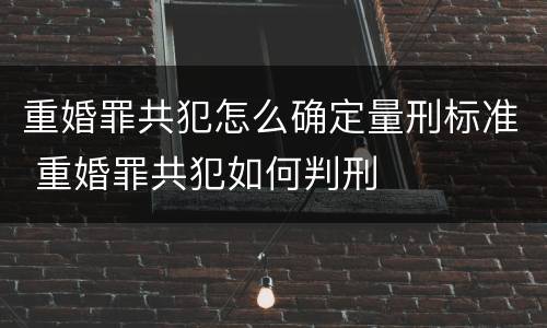 重婚罪共犯怎么确定量刑标准 重婚罪共犯如何判刑