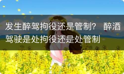 发生醉驾拘役还是管制？ 醉酒驾驶是处拘役还是处管制