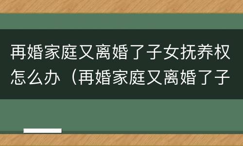 再婚家庭又离婚了子女抚养权怎么办（再婚家庭又离婚了子女抚养权怎么办理）