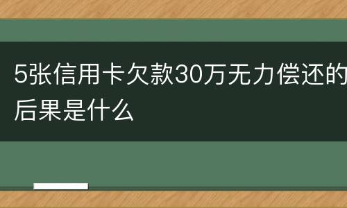 5张信用卡欠款30万无力偿还的后果是什么