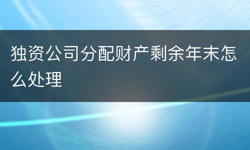 独资公司分配财产剩余年末怎么处理
