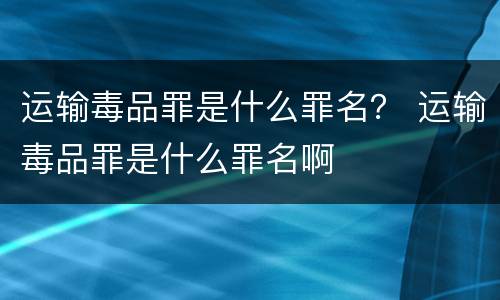 运输毒品罪是什么罪名？ 运输毒品罪是什么罪名啊