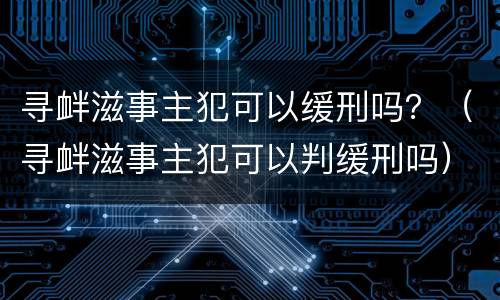 寻衅滋事主犯可以缓刑吗？（寻衅滋事主犯可以判缓刑吗）
