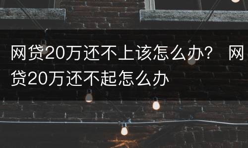 网贷20万还不上该怎么办？ 网贷20万还不起怎么办